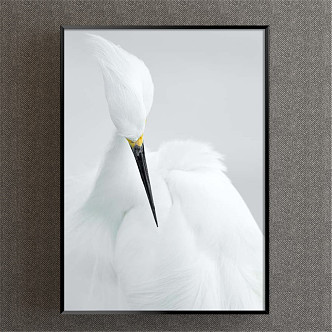 Modern animal painting gray children's room animal bird decorative painting 3d model