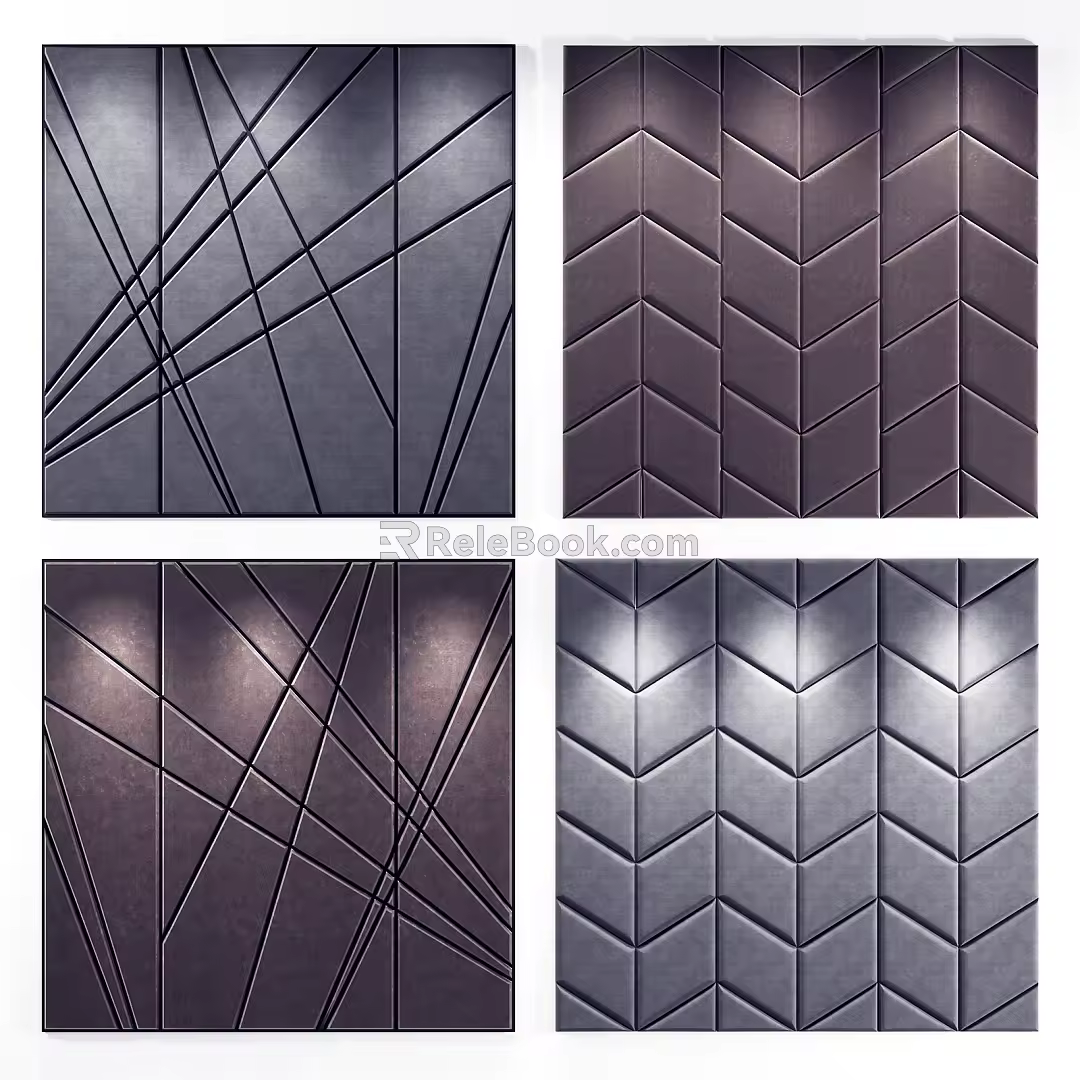 Modern soft bag background wall soft bag combination 3d model
