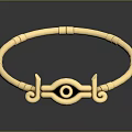 Gold Metallic Bracelet With Eye Shaped Decoration And Spiral Accents