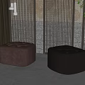 Modern sofa stool leather sofa stool combination 3d model