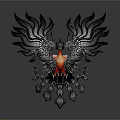 Phoenix Mythical Bird With Black Flame Like Wings And Red Body Features