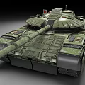 Realistic Military Tank 3D Model Featuring Green Camouflage Tracks And Cannon