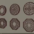 Chinese Traditional Carved Wall Decorations With Circular Octagonal Shapes And Intricate Patterns