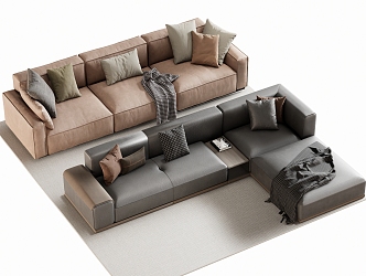 Double sofa Multi-person sofa Corner sofa 3d model