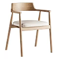 Modern Wooden Dining Chair With Armrest Light Upholstered Seat And Solid Frame