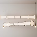 Modern Curved Chandelier Design With White Shades And Metal Suspension For Interior Decor