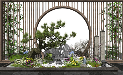 New Chinese style landscape sketch landscape sketch landscape wall 3d model