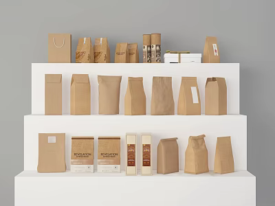 Modern Paper Bag Packaging Bag Kraft Paper Bag Kraft Paper Wrapping Paper 3d model