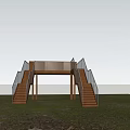 Modern Building In Forest With Wooden Structure Glass Railing Staircase Surrounded By Trees And Rocks