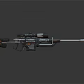 Modern Tactical Sniper Rifle With Scope And Long Metallic Barrel Design
