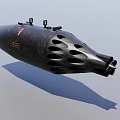Black Perforated Cylindrical Weapon With Metal Components And Red Markings 3d model