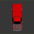 Red Pickup Truck With Shiny Chrome Wheels And Reflective Exterior Surface