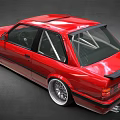 Red Classic BMW Car With Sleek Modified Exterior And Alloy Wheels 3d model