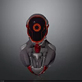 Mechanical Sci Fi Character With Red Black Armor Torso And Circular Eye