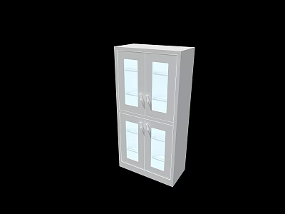 White Storage Cabinet With Glass Doors And Double Door Design For Home Organization 3d model