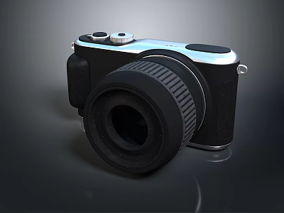Modern Computer Webcam Featuring Black Silver Body And Functional Lens Controls 3d model