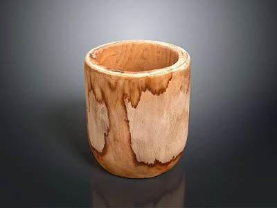 Rustic Handcrafted Wooden Cup Featuring Natural Grain for Daily Household Use 3d model