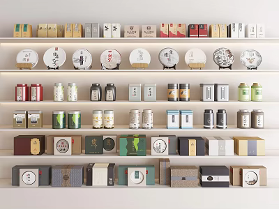 Various Packaged Beverages on Multi Layer Shelf with Cans Boxes Bottles and Different Brand Designs 3d model