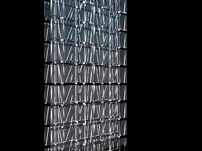 Modern Chandelier With Transparent Cube Structure And Metal Frame Grid Against Black Background 3d model
