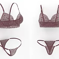 Burgundy Lace Women's Lingerie Set Featuring Bra and Panty