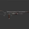 Vintage Metal Weapon With Mechanical Tubular Design Red And Silver Accents