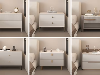 Modern Minimalist Bedroom Bedside Table With Decorative Items Lamp And Books 3d model