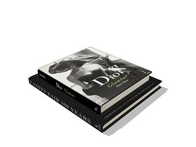Stacked Fashion Books Featuring Dior Oui Design And Female Portrait On Black Cover 3d model