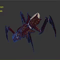 Red Armored Fantasy Character With Spider Like Creature Intricate Design Details