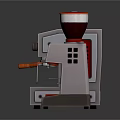 Red And Silver Coffee Machine With Control Knobs And Coffee Grinder With Digital 3d model