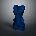 Stylish Blue Sleeveless V Neck Fitted Waist Peplum Hem Women's Dress Design