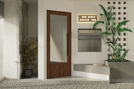 Modern Cafe Door Facade Milk Tea Shop Cafe Door Outdoor Rest Area Coffee Table and Chair Coffee Outside Area Landscape Sick Coffee Milk Tea Shop 3d model