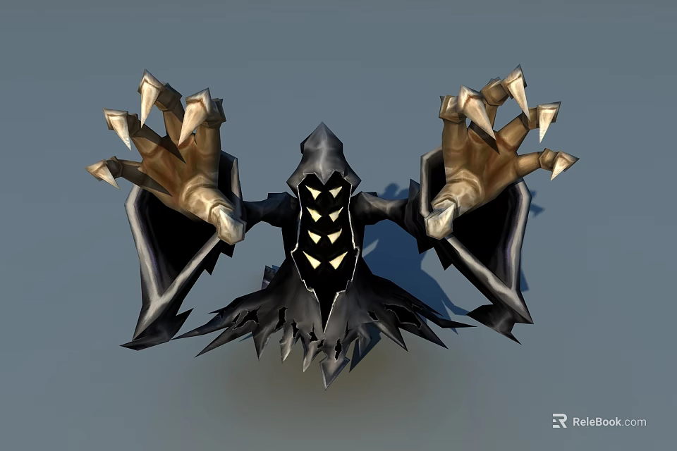 Gothic Game and Movie Character With Spiked Wings Large Claws And Dark Cloak Design 3d model 