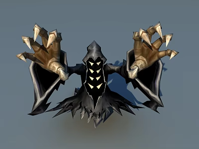 Gothic Game and Movie Character With Spiked Wings Large Claws And Dark Cloak Design 3d model