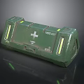 Green Tactical Medkit With Cross Symbol And Yellow Illuminated Strips