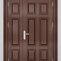 Brown Wooden Combination Doors With Classic Panel Design For Home Entrance