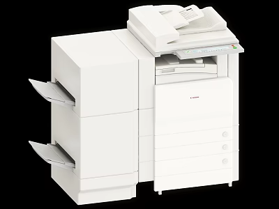 White Multifunctional Office Appliance With Print Copy Scan Functions And Paper Trays 3d model