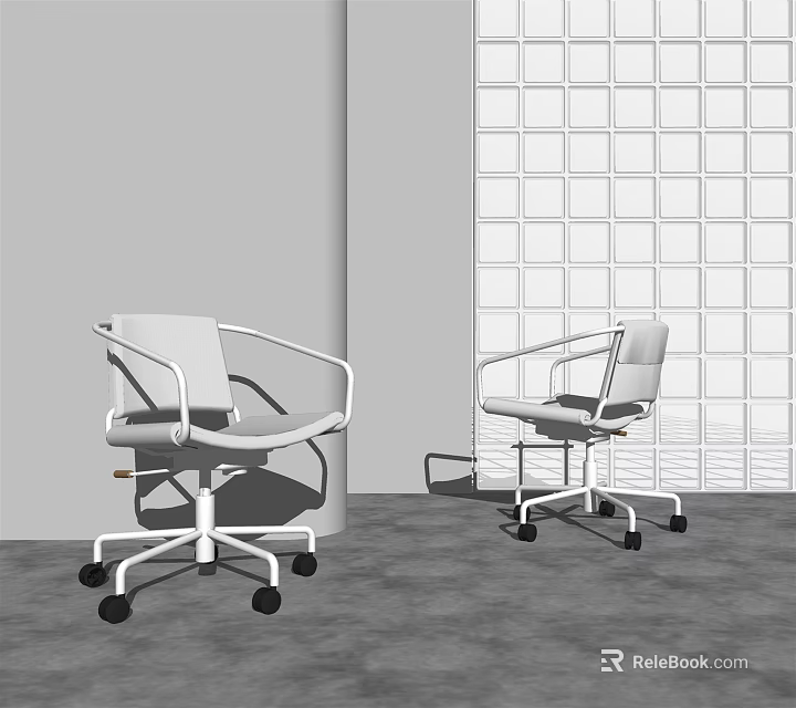 Modern Office Chair With Adjustable Armrests Rolling Wheels And Contemporary Design 3d model 
