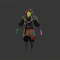 Fantasy Warrior Character Design With Red Black Costume And Detailed Armor