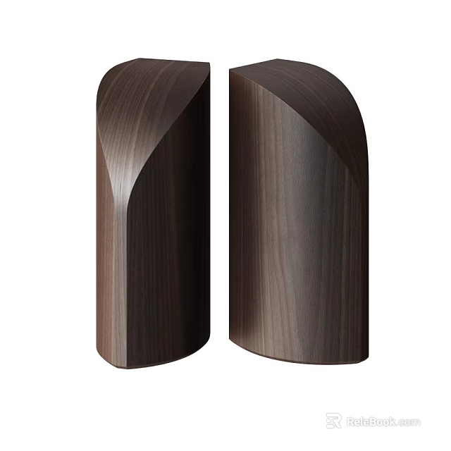 Dark Wooden Curved Sculptural Art Installation With Smooth Surface And Minimalist Design 3d model 