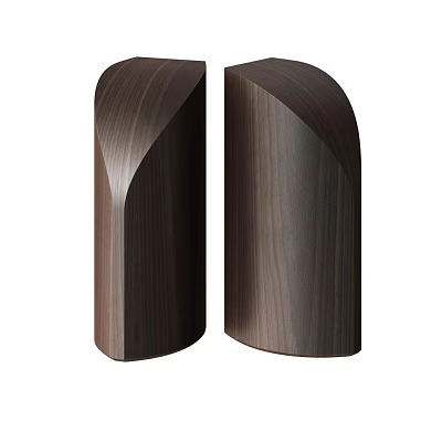 Dark Wooden Curved Sculptural Art Installation With Smooth Surface And Minimalist Design 3d model