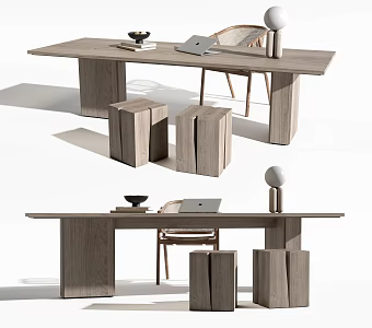 Modern desk chair desk chair combination 3d model