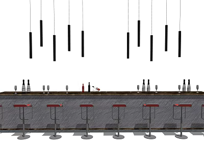 Modern Bar Chair Combination Bar Counter 3d model Modern Bar Chair Combination Bar Counter 3d model