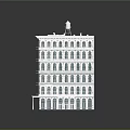 Classical White Multistory Urban Building Complex With Columns Tower And Windows 3d model