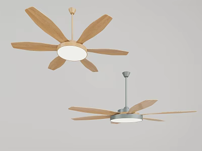 Modern Ceiling Fans with Wooden Blades LED Lights and Metal Base Design 3d model