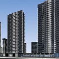 Modern High Rise Residential Buildings With Glass Curtain Walls And Facade Design