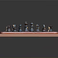 Classic Chessboard Setup With Black And White Squares And Detailed Chess Pieces