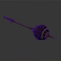 Ancient Medieval Weapon With Long Metal Handle Spiked Head And Ornate Design