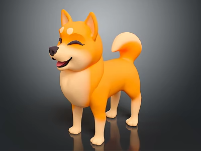 Cute Orange Shiba Inu Cartoon Character Toy With Smiling Expression And Standing Pose 3d model