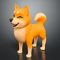 Cute Orange Shiba Inu Cartoon Character Toy With Smiling Expression And Standing Pose