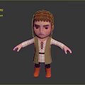 3D Boy Character In Traditional Clothing With Brown Hat And Orange Boots